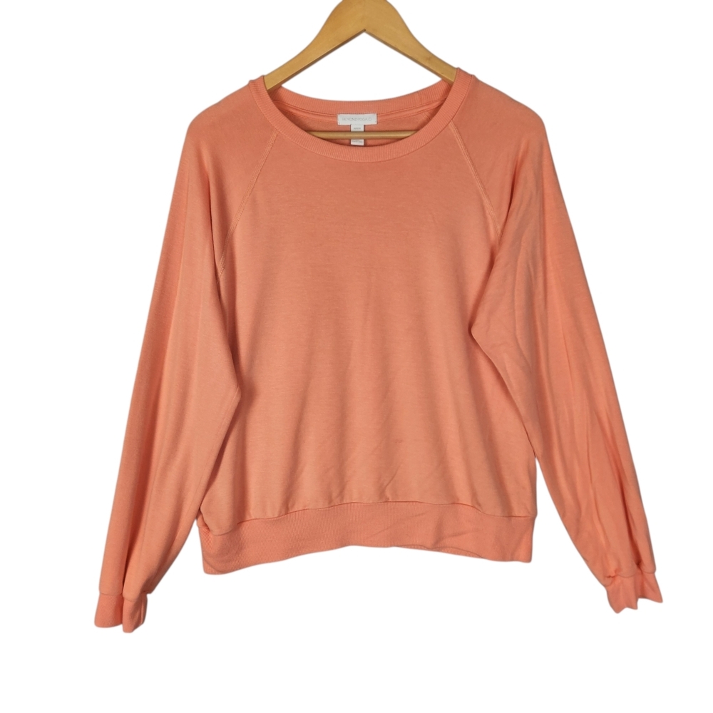 Beyond Yoga Good Company Raglan‎ Crew Pullover Sweatshirt Bright Peach Medium